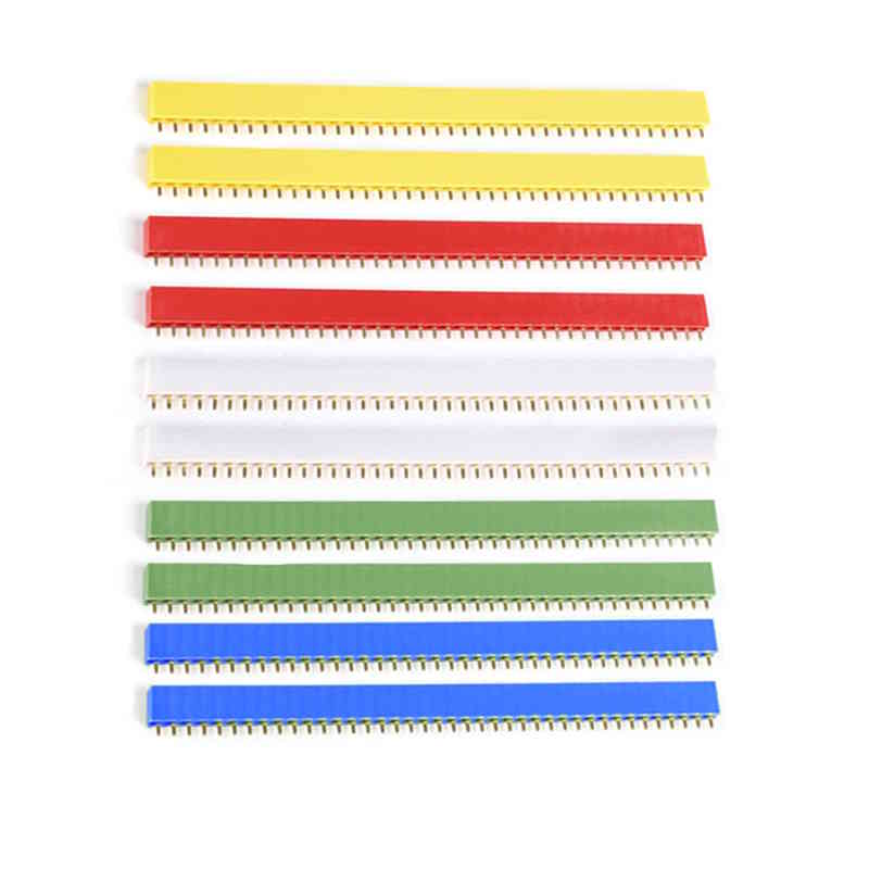 10x 40 broches 2,54 mm barrette femelle simple rangée multicolore