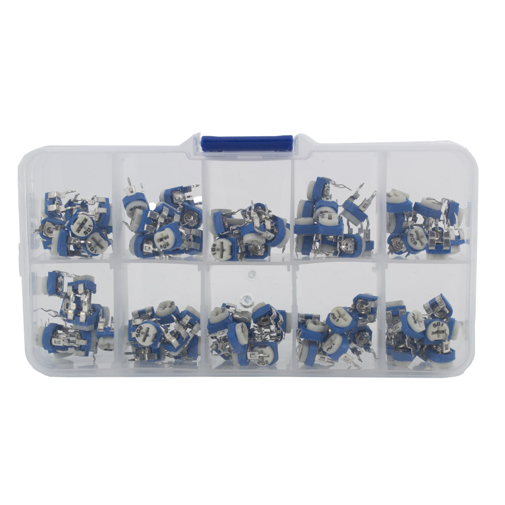 Kit de potentiomètres ajustables RM065 100 pièces à 10 valeurs 1k-50k Ohm – Image 4