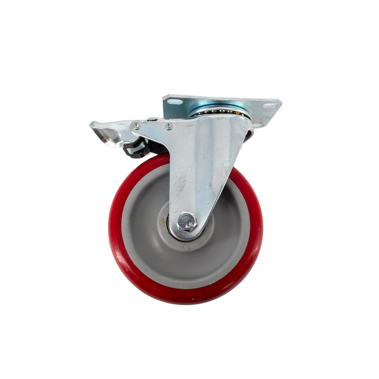 Roulette directionnelle 100mm 360° pivotante avec frein Rouge charge 110 kg