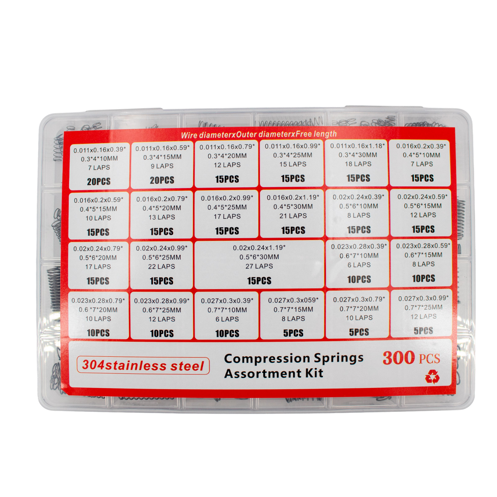 Kit assortiment de ressorts de compression en acier inoxydable avec boîte 300 pièces – Image 2