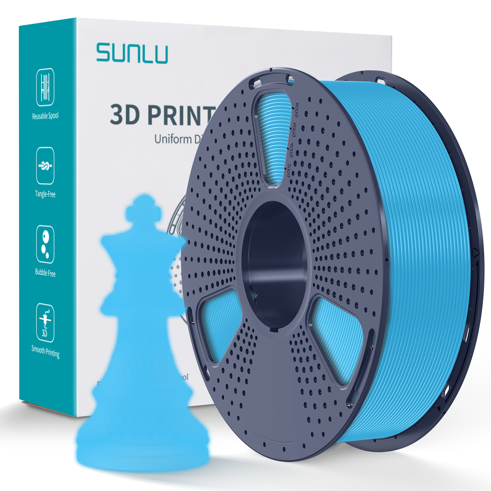 Filament Sunlu PLA phosphorescent bleu 1,75 mm 1 kg