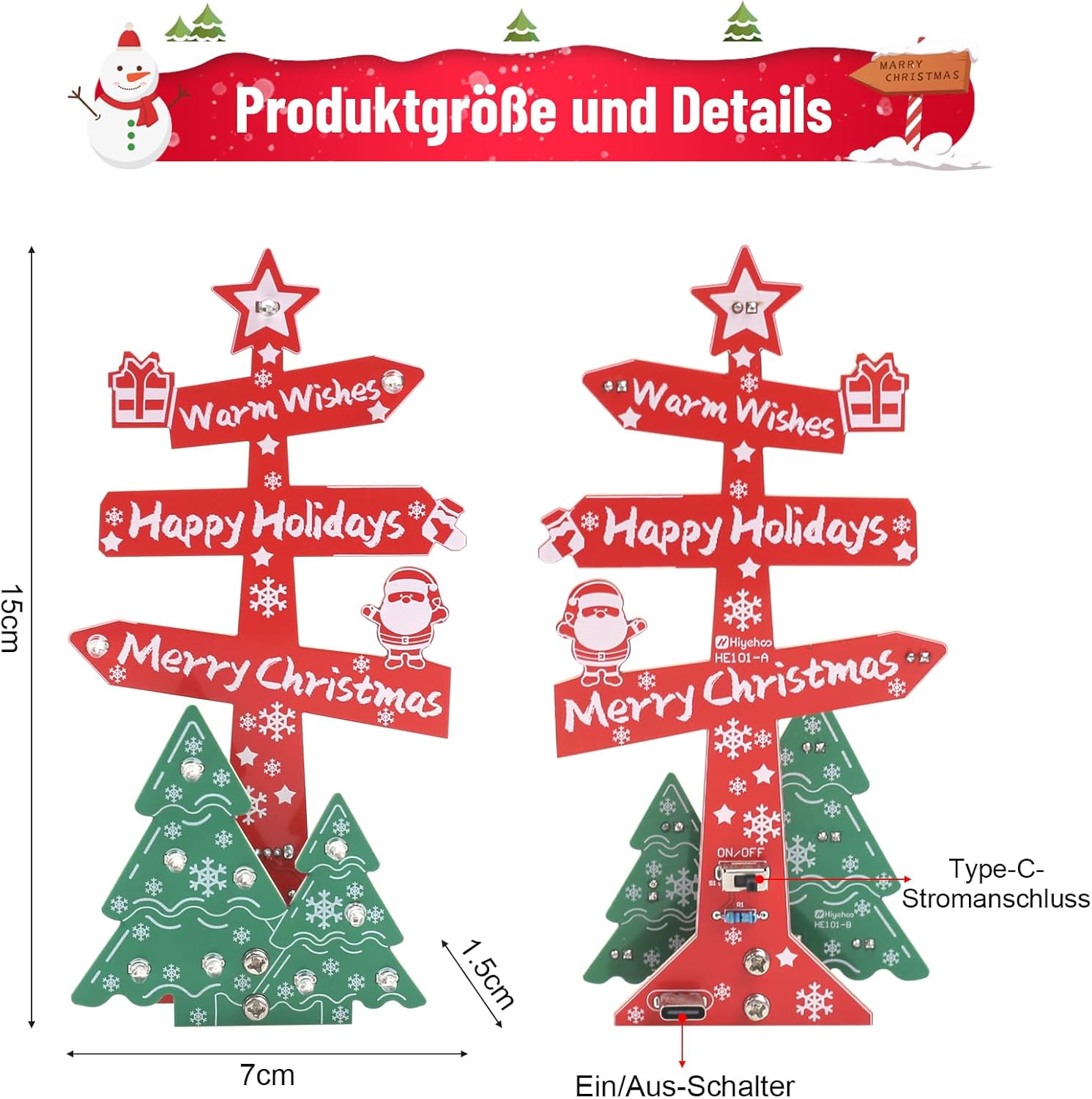 Kit Merry Christmas panneau sapin de Noël avec LEDs colorées – Image 5