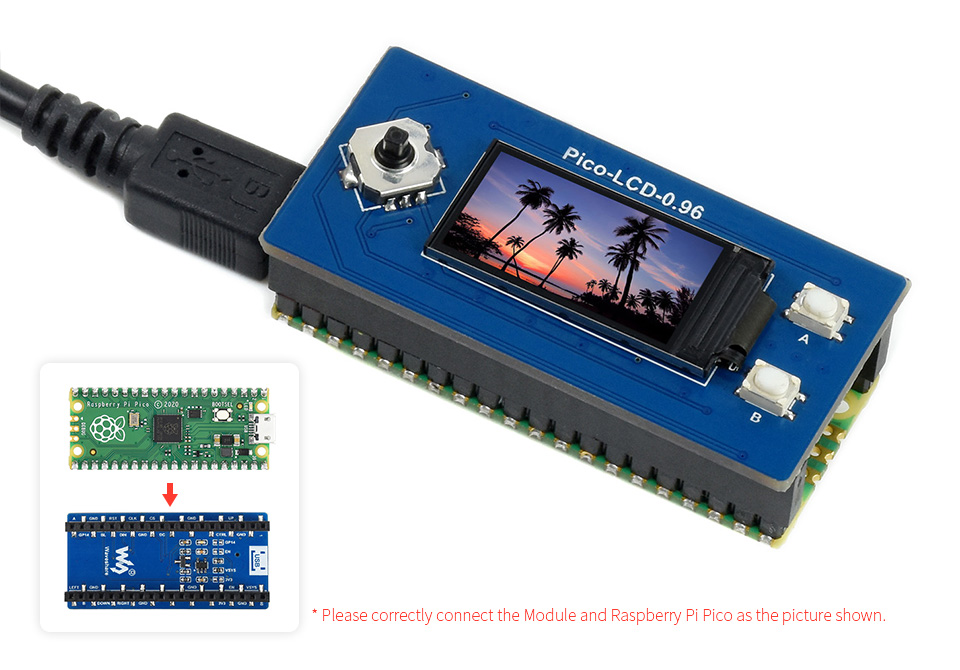 Module d'affichage LCD 0.96" Waveshare pour Raspberry Pi Pico – Image 7