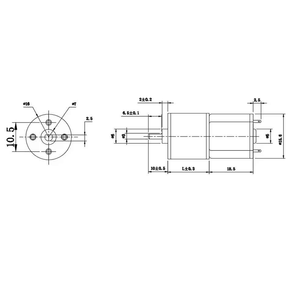 Moteur CC avec engrenage métallique 16GA-030 6V 100 RPM – Image 4