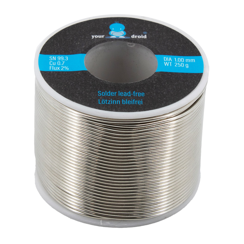 Étain à souder sans plomb 1mm 250g Sn99Cu1 avec âme de flux