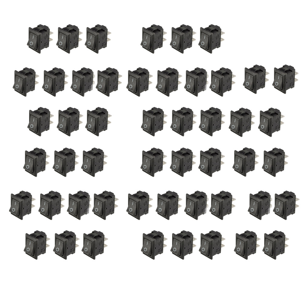 50x Interrupteurs à bascule Noir 250 V 3A