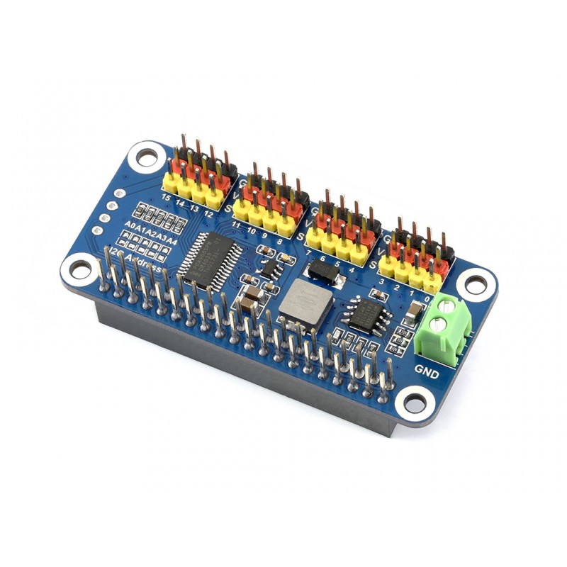 Chapeau Servo Driver pour Raspberry Pi 16 canaux 12 bits, I2C