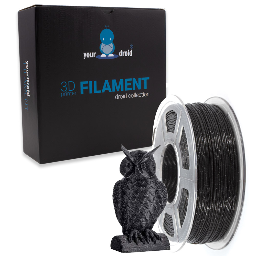 yourDroid PLA Filament pailleté Noir 1.75mm 1kg