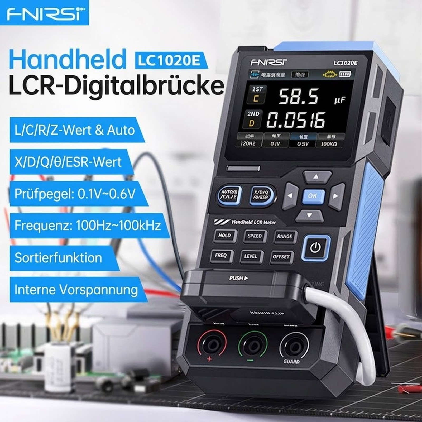 FNIRSI LC1020E Testeur de composants – Appareil de mesure LCR pour résistances, inductances et capacités – Image 4