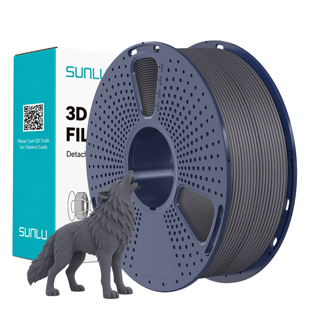 Filament Sunlu PLA Mat 1,75 mm 1 kg Gris