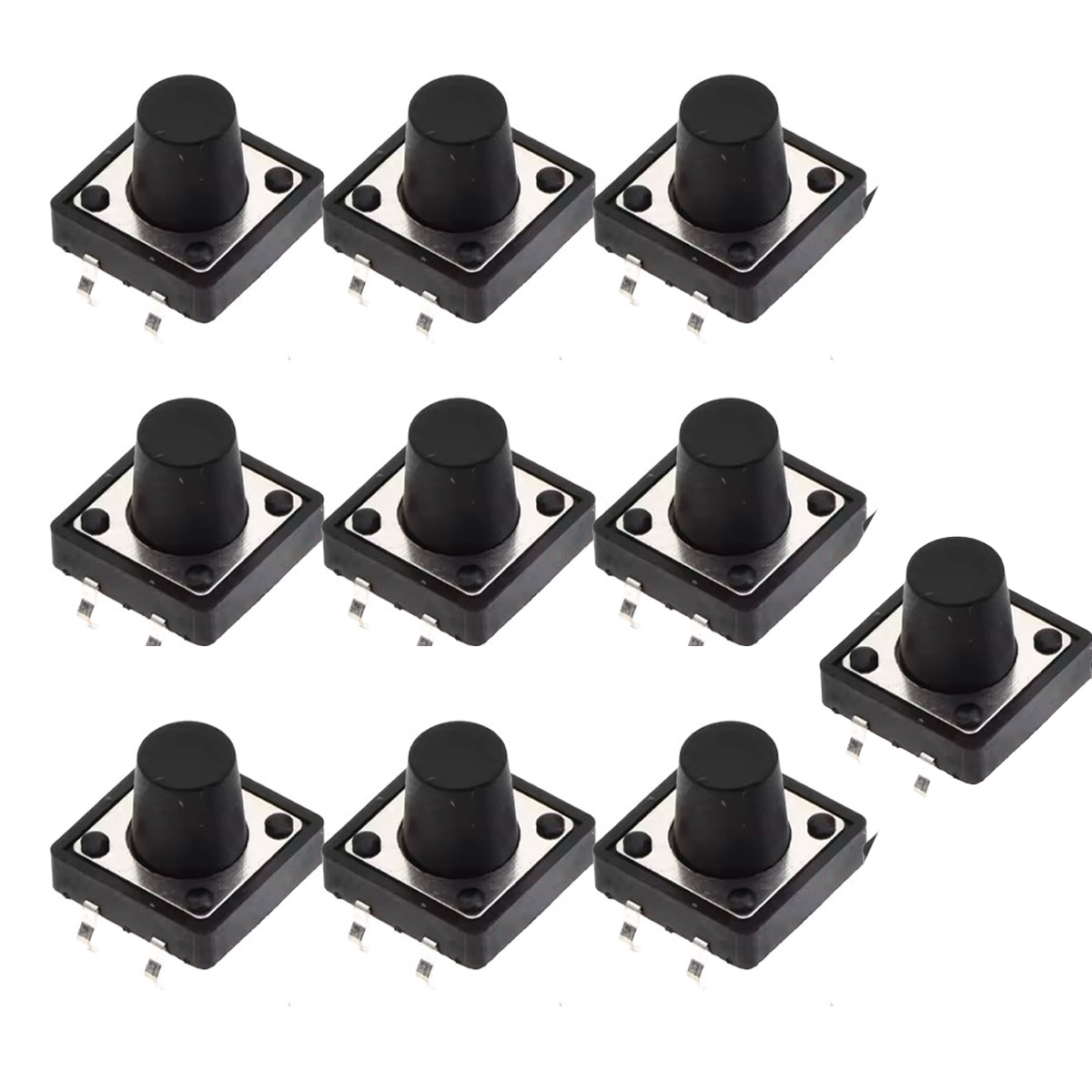 10x Boutons 12x12x10mm Micro-interrupteurs THT 4 broches pour Arduino et Breadboard