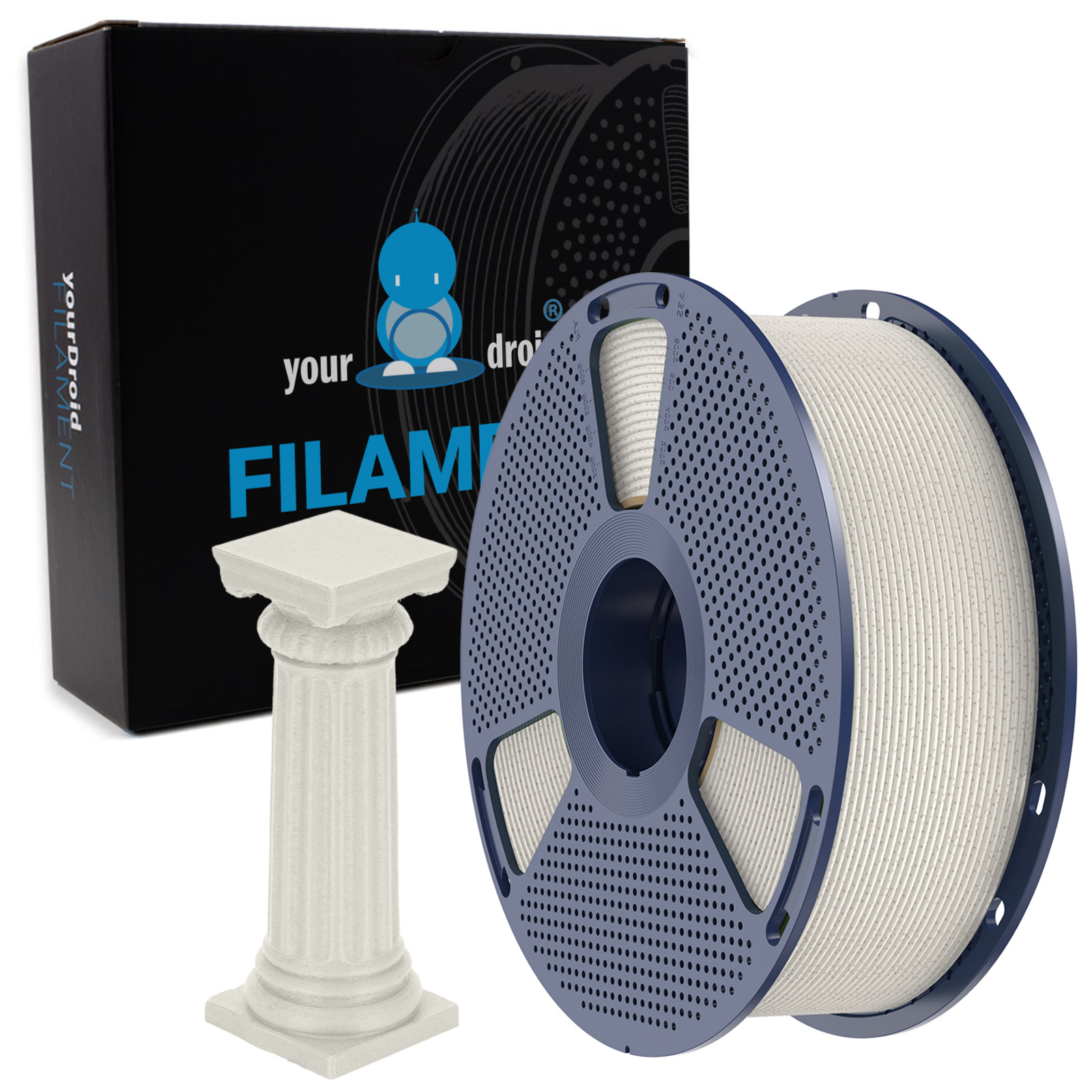 Filament yourDroid HS-PLA Marbre ivoire effet pierre 1,75 mm 1 kg