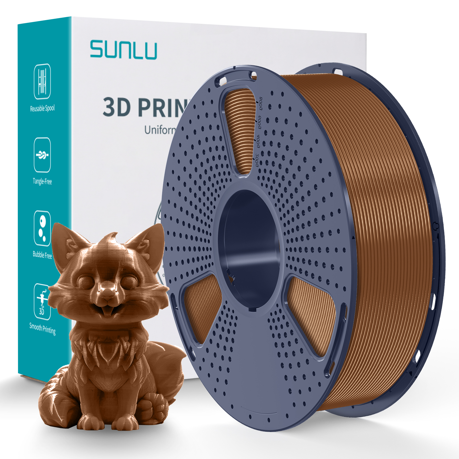 Filament PETG Sunlu, couleur Coffee Brown, 1,75 mm, 1 kg