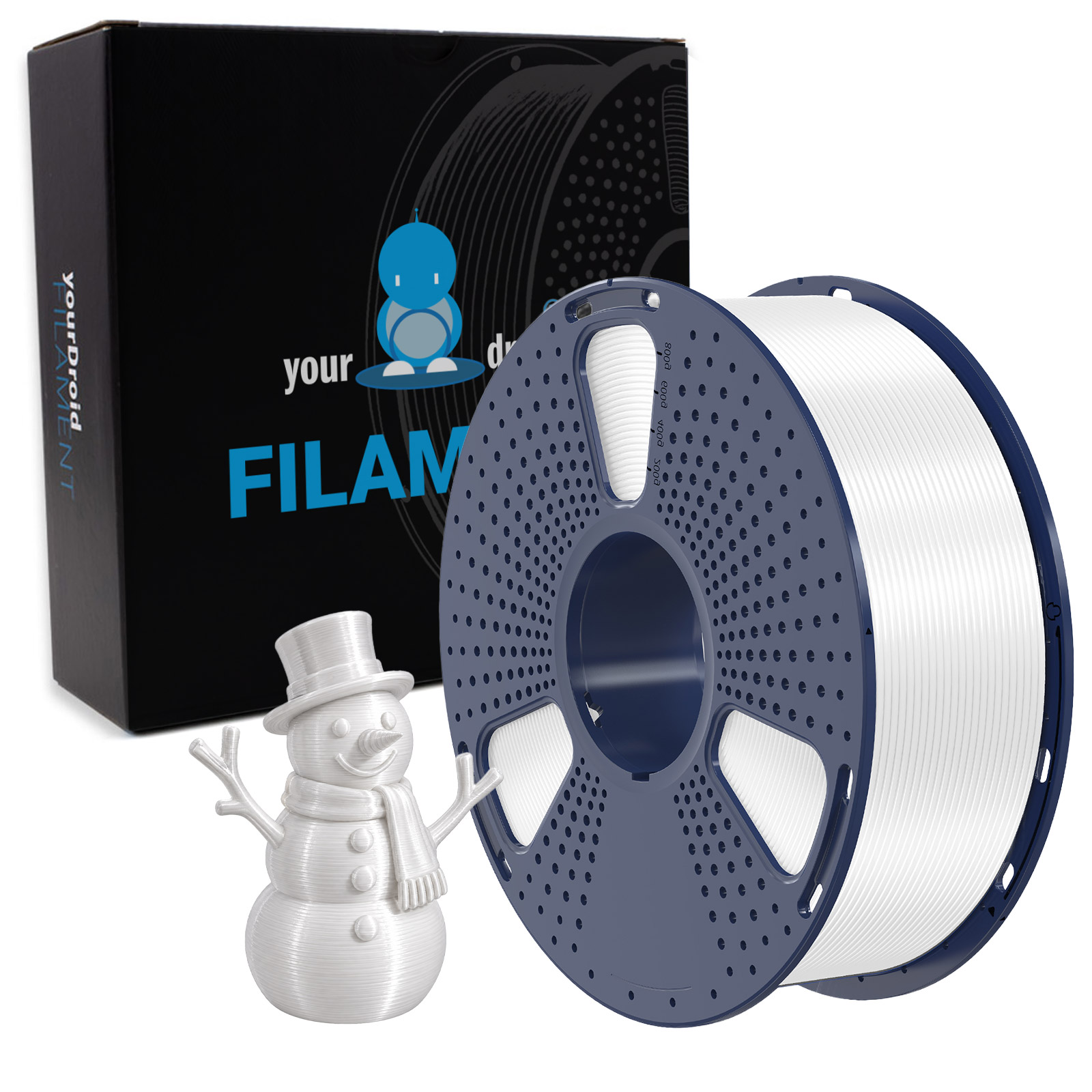 yourDroid BioSilk PLA PLUS Filament Blanc 1.75mm 1kg