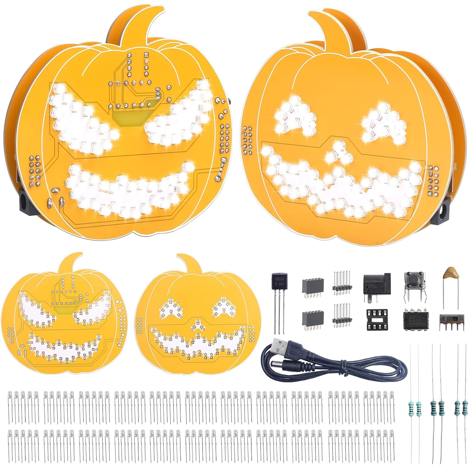 Kit citrouille LED Halloween – carte d'entraînement à souder pour débutants
