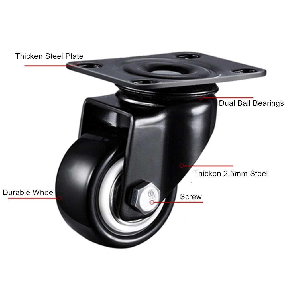 Roulette directionnelle 1,5" 360° noire – Image 3