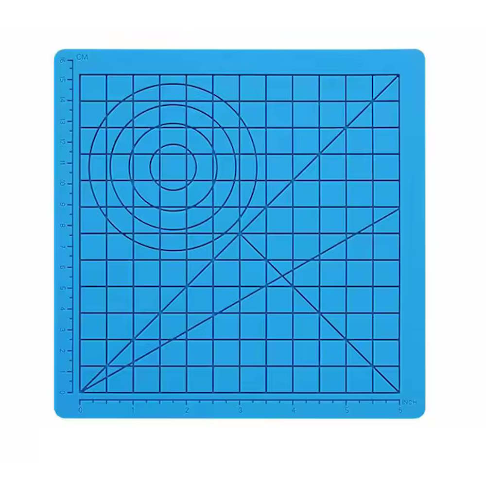 Stylo 3D tapis de base design avec formes géométriques 177x177mm bleu