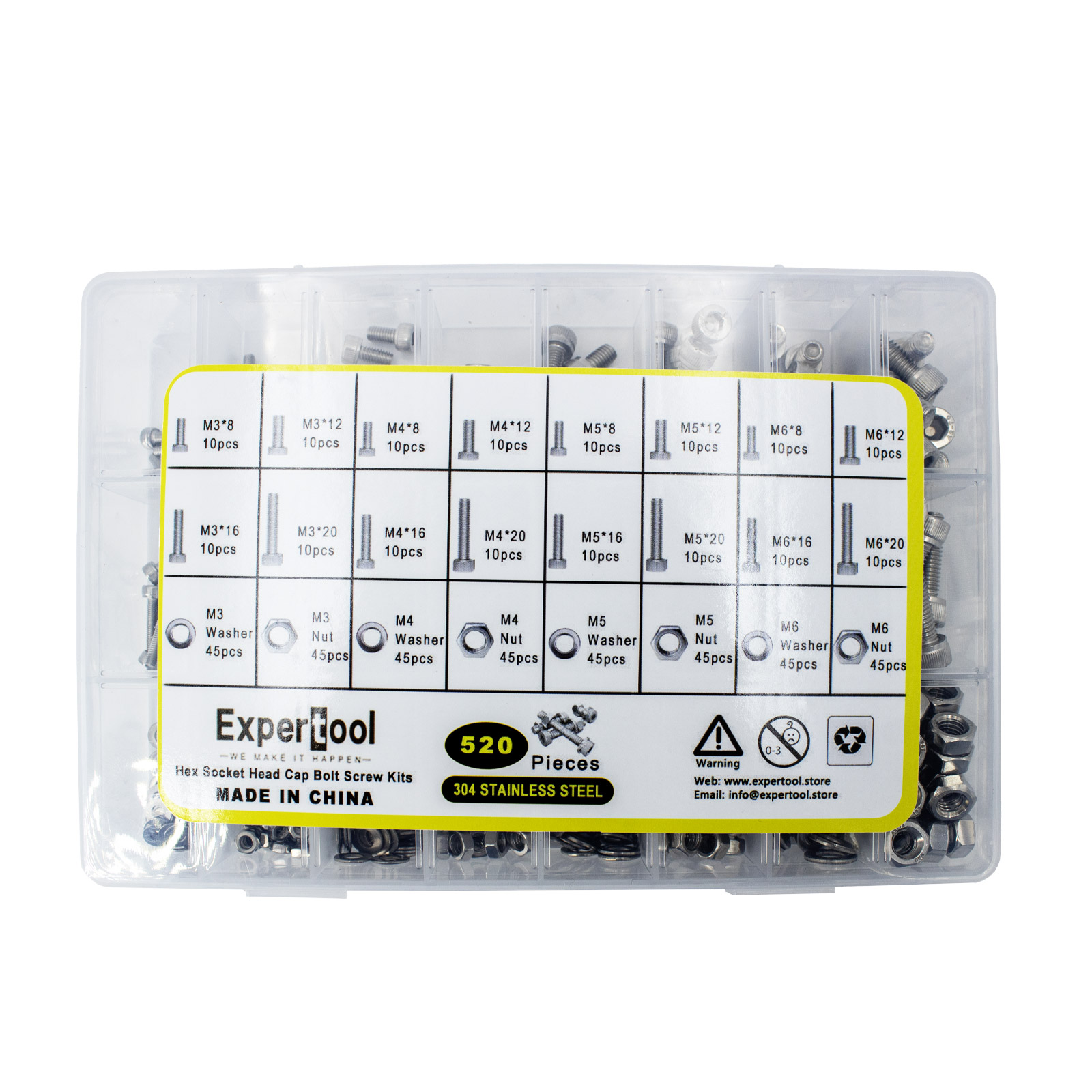 Kit de vis à tête fraisée intérieures 520 pièces – Image 3