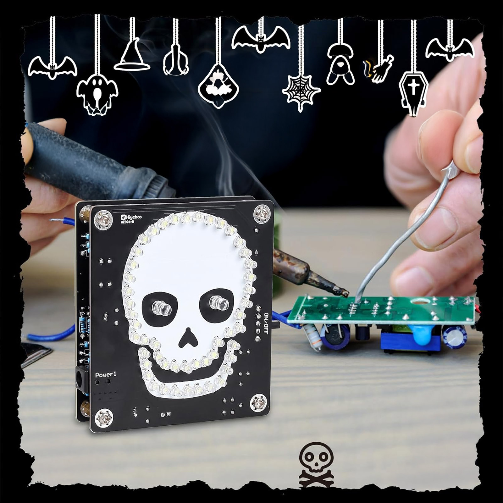 Kit Halloween Crâne/Fantôme à souder avec LEDs et effet sonore – Image 4