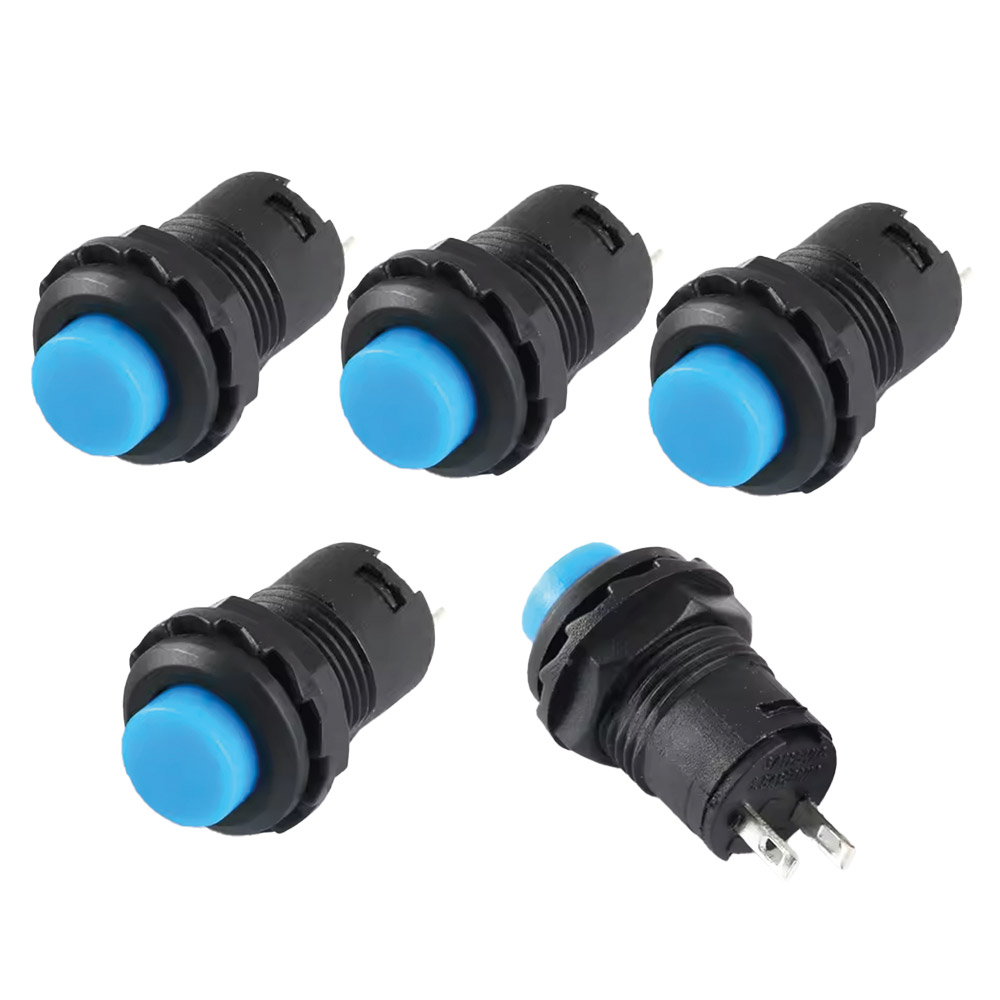 5x Interrupteurs à pression auto-maintien 12 mm DS-428 Bleu