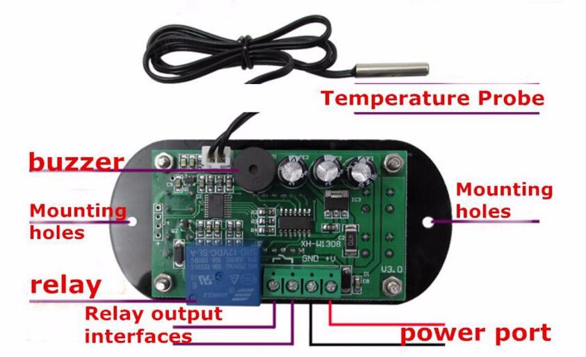 XH-W1308 12V Affichage numérique de température avec régulateur / thermostat – Image 6