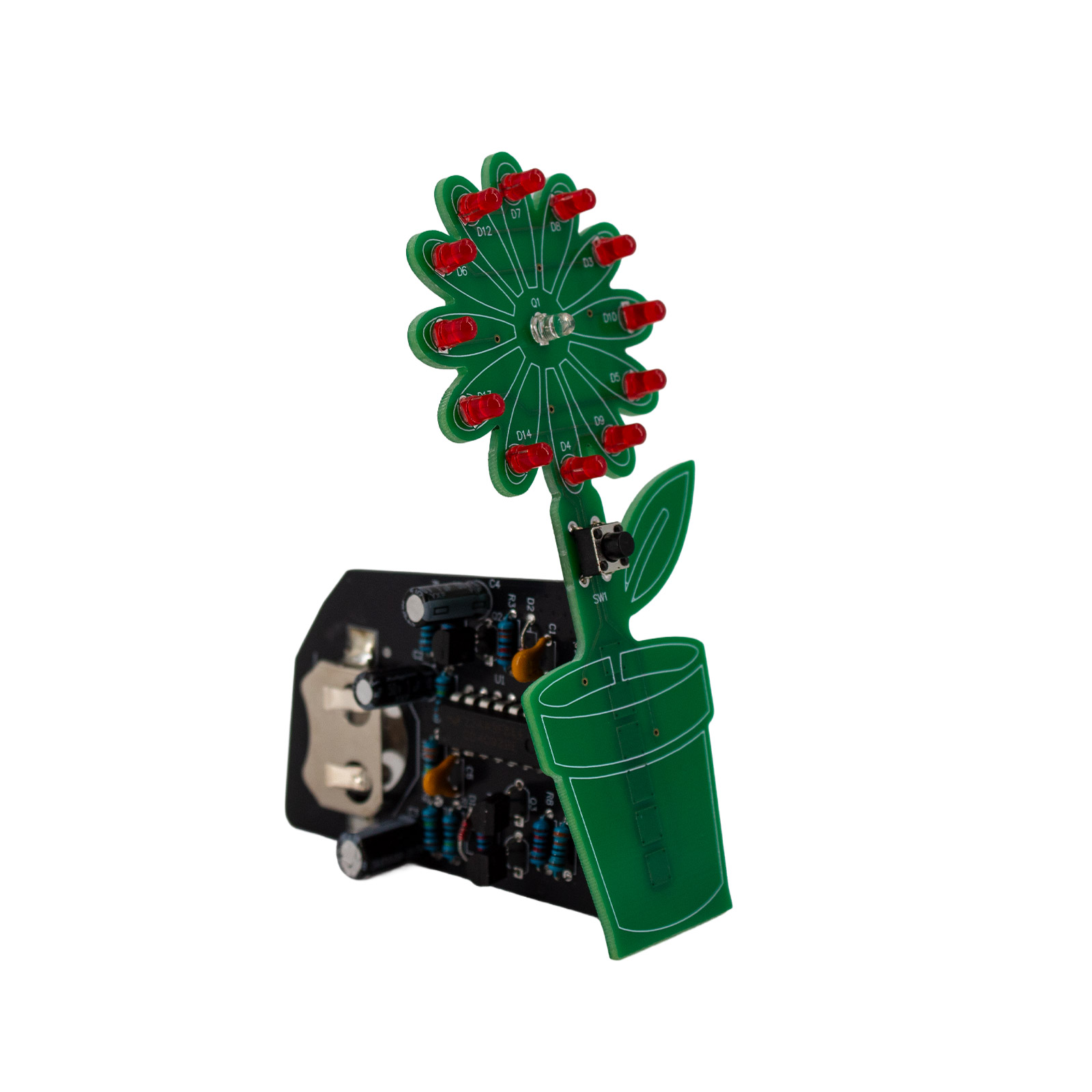 Kit fleur LED – Projet interactif de soudure avec capteur de lumière et bouton (6V, 10x7 cm) – Image 6