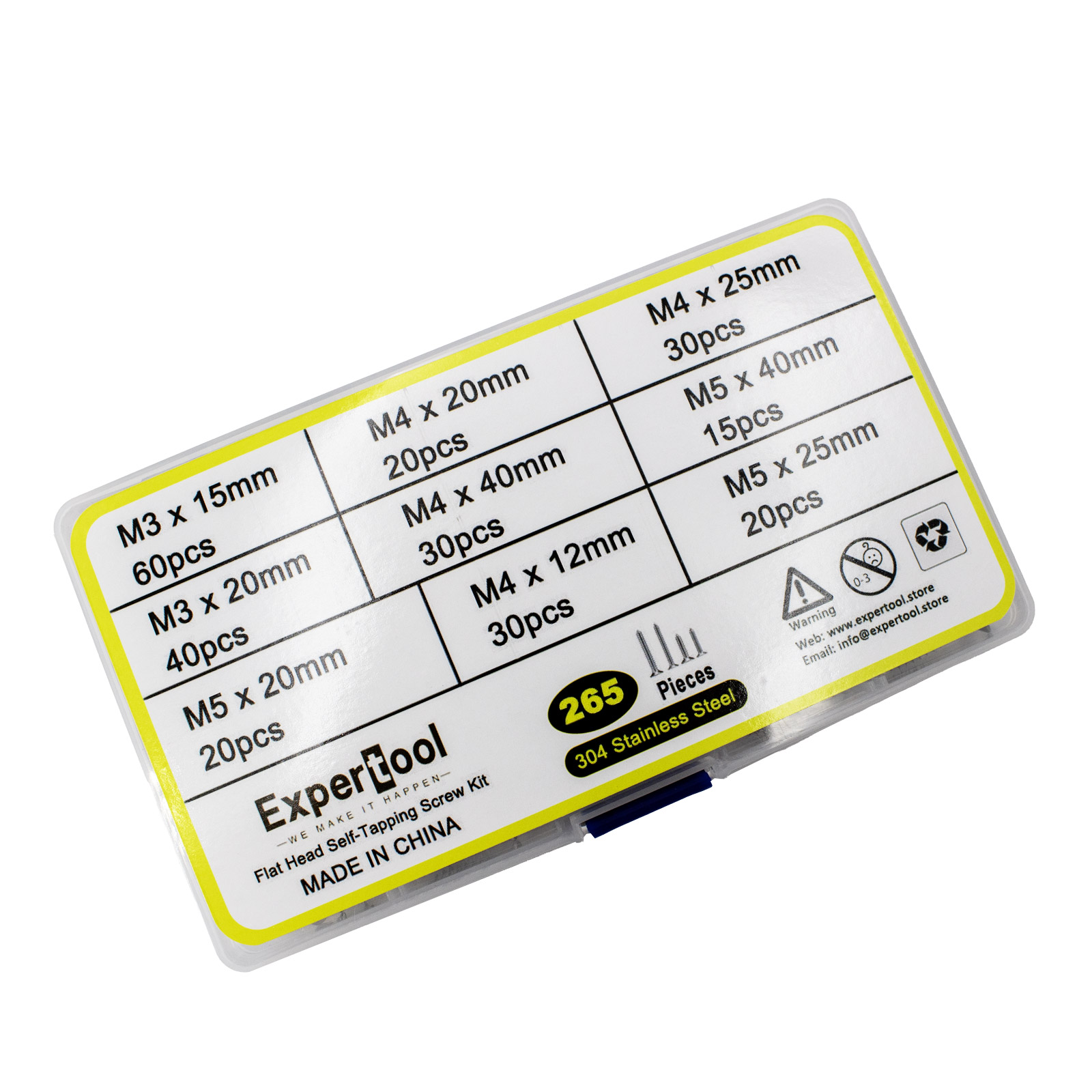 Assortiment de vis à tête fraisée autotaraudeuses 265 pièces M3/M4/M5 – Image 3