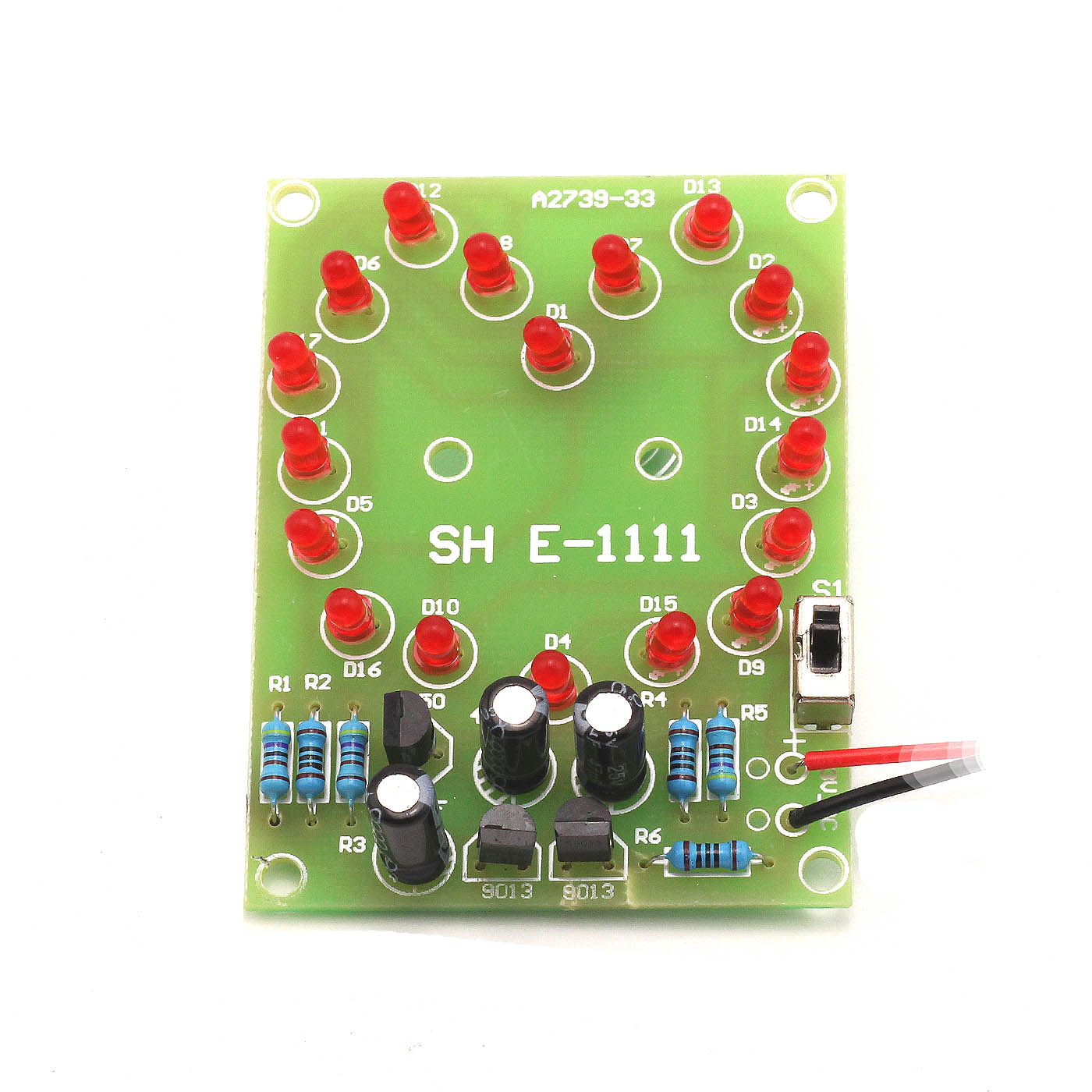 Kit LED cœur avec LEDs 3 mm et support de piles