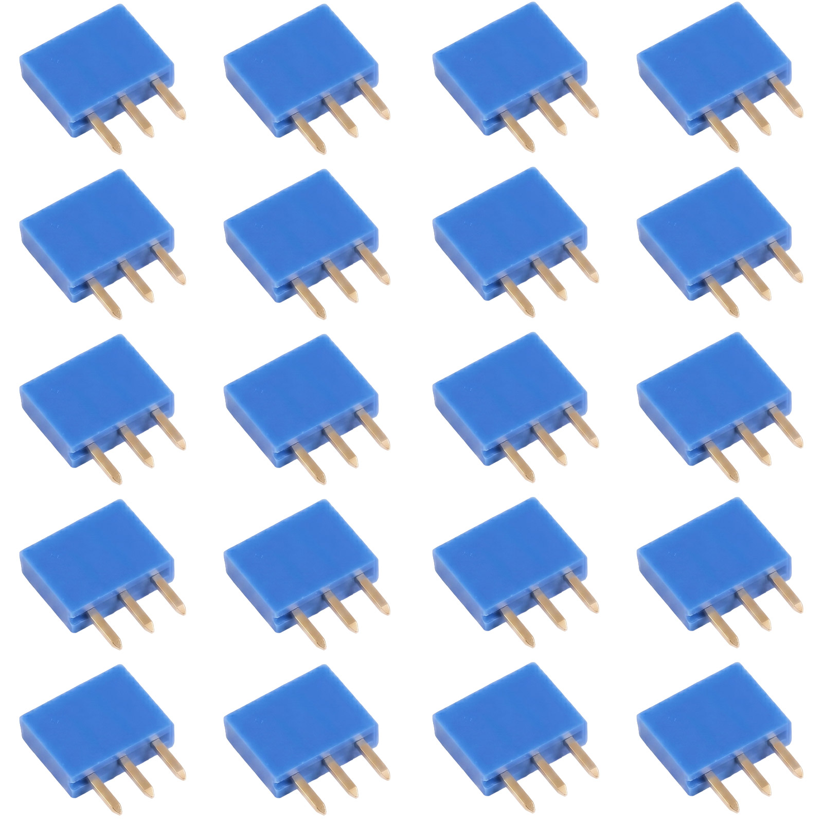 20x barrette femelle 3 broches 2,54 mm bleue