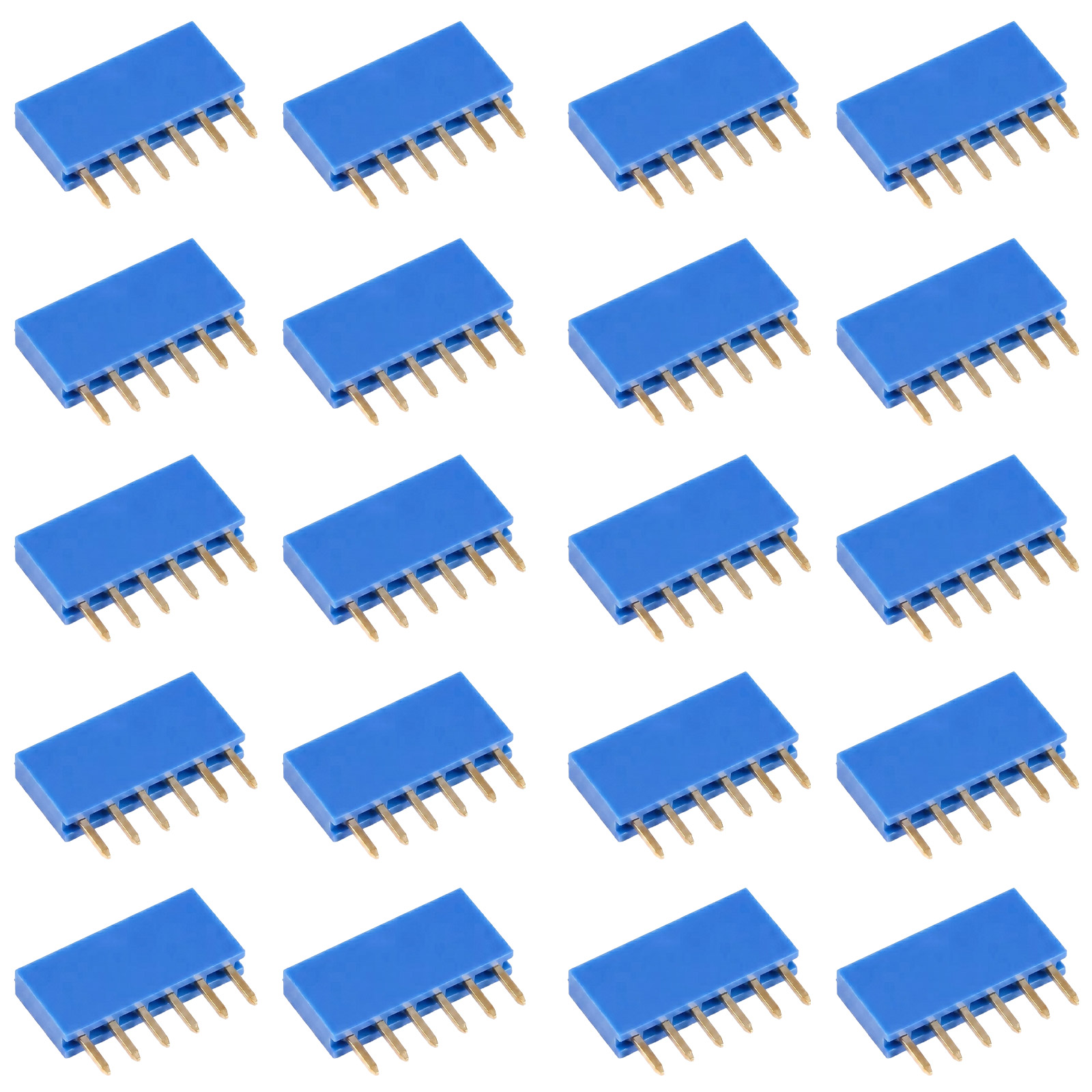20x barrette femelle 6 broches 2,54 mm bleue