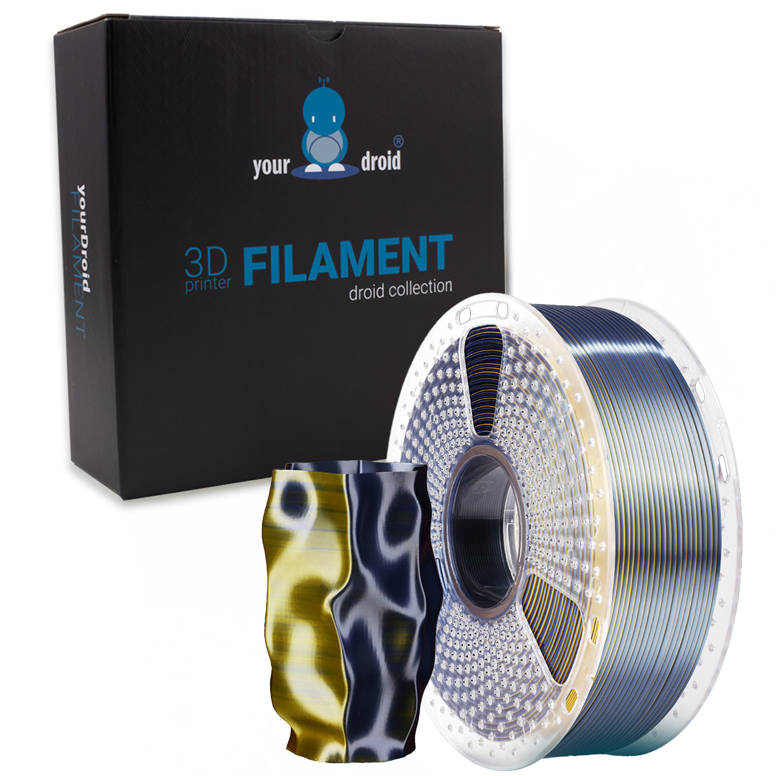 Filament yourDroid DualColor Biosilk PLA+ Noir/Or 1,75 mm 1 kg