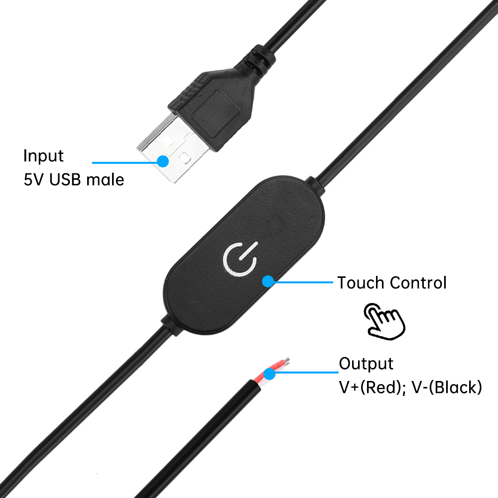 Interrupteur tactile USB variateur 5V 2A contrôleur de bande LED (Noir) – Image 3