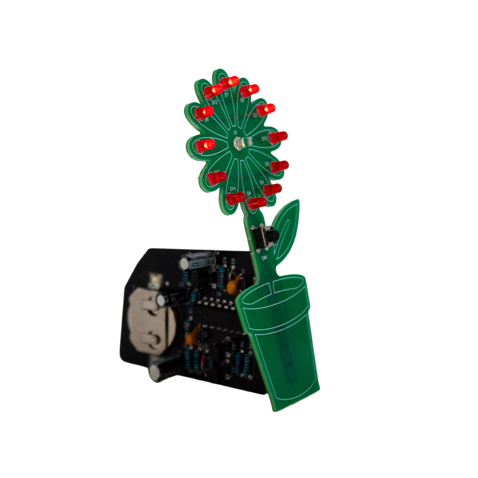 Kit fleur LED – Projet interactif de soudure avec capteur de lumière et bouton (6V, 10x7 cm) – Image 7