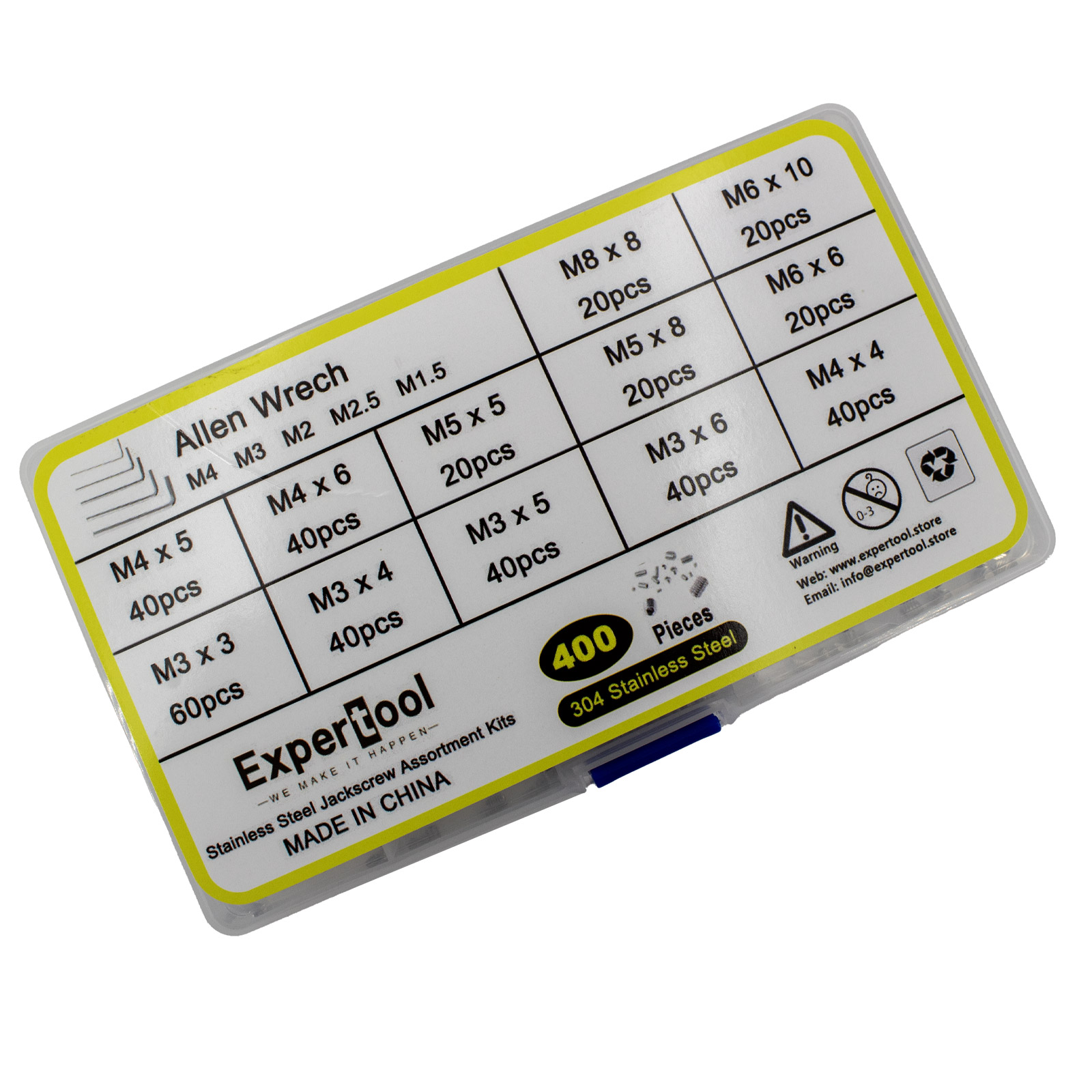 Kit de vis sans tête en acier inoxydable 400 pièces – Image 3