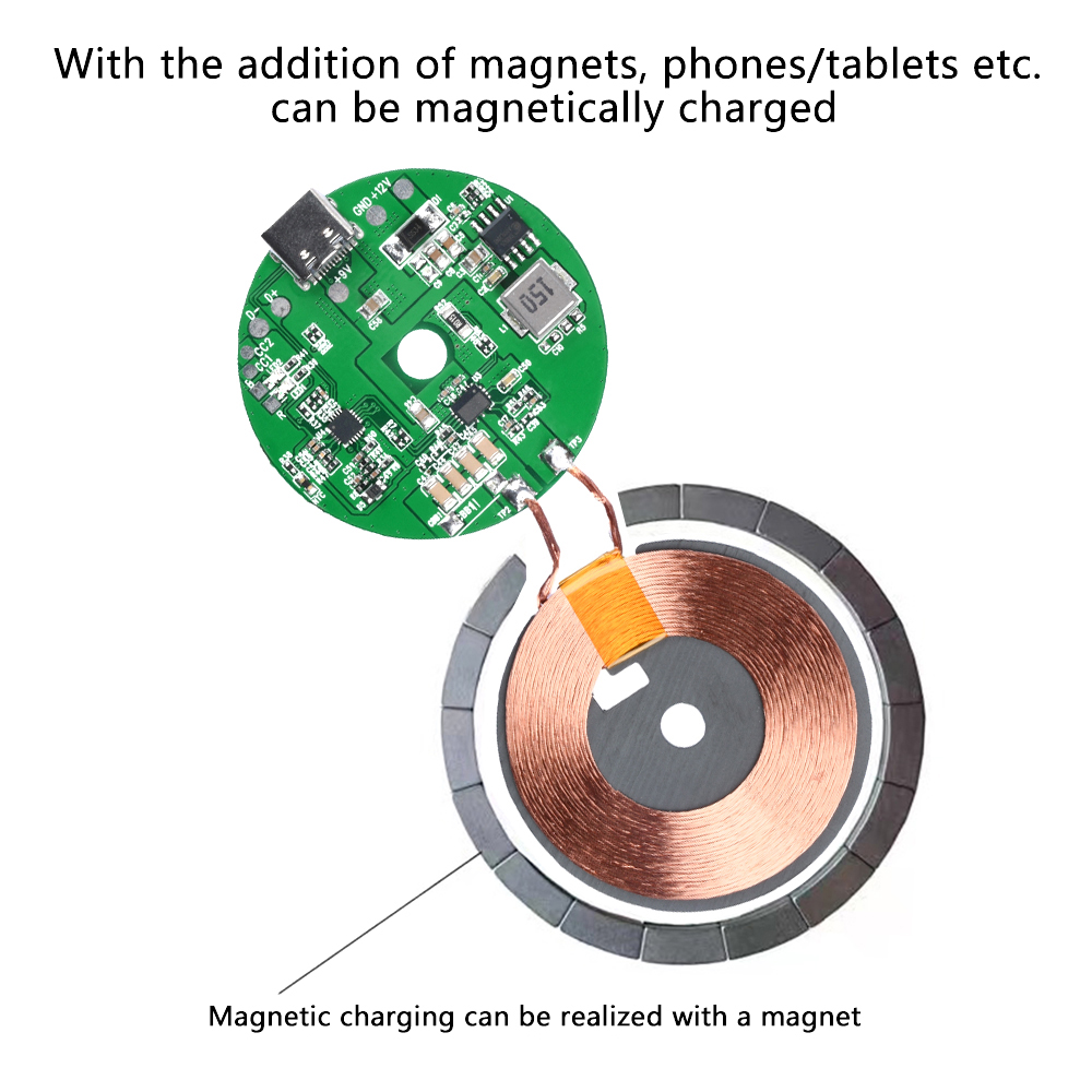 Module de chargeur sans fil haute performance DC 5–12V 20W – Circuit de charge rapide Type-C pour appareils mobiles – Image 3