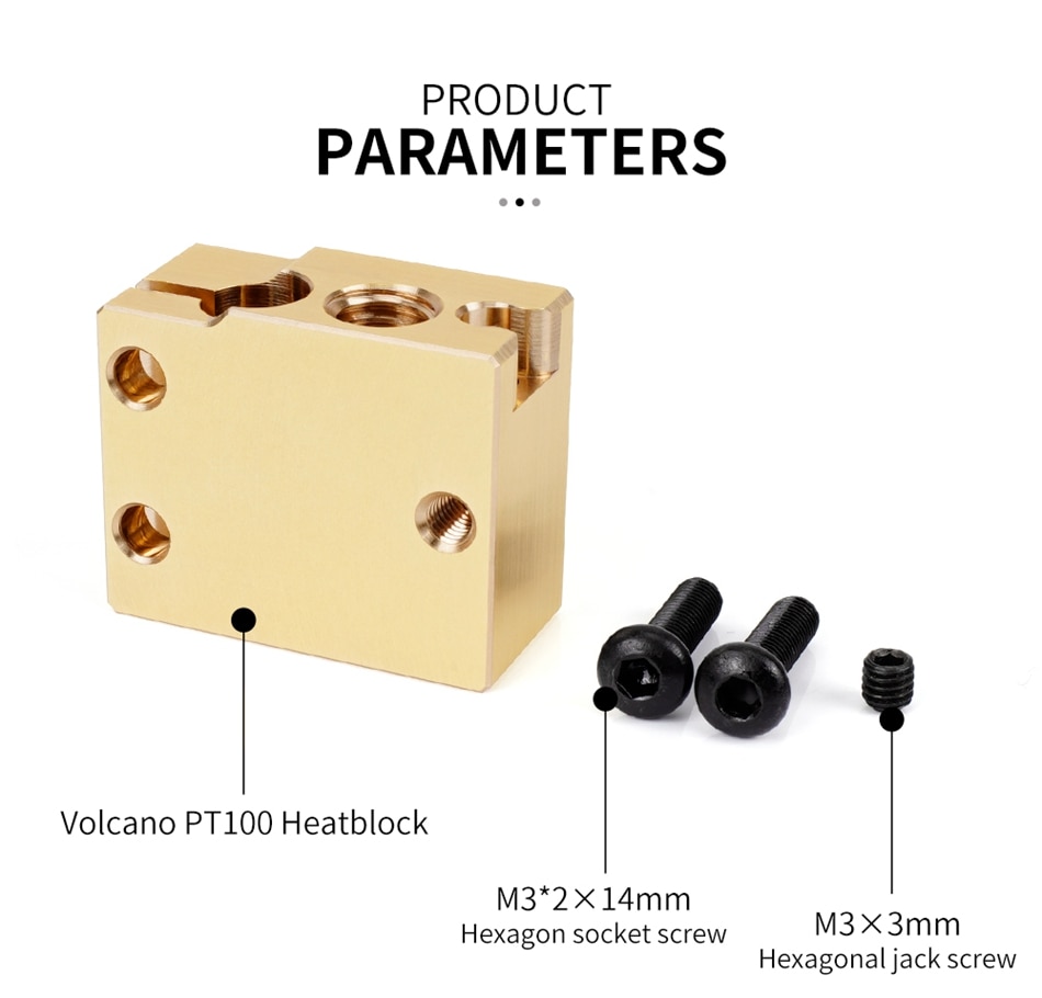 Bloc chauffant High Flow PT100 compatible Volcano nickelé 550°C – Image 4