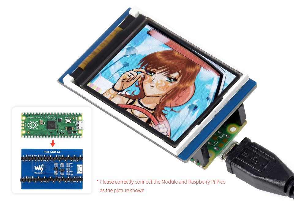 Module d'affichage LCD Waveshare 1.8inch pour Raspberry Pi Pico – Image 7