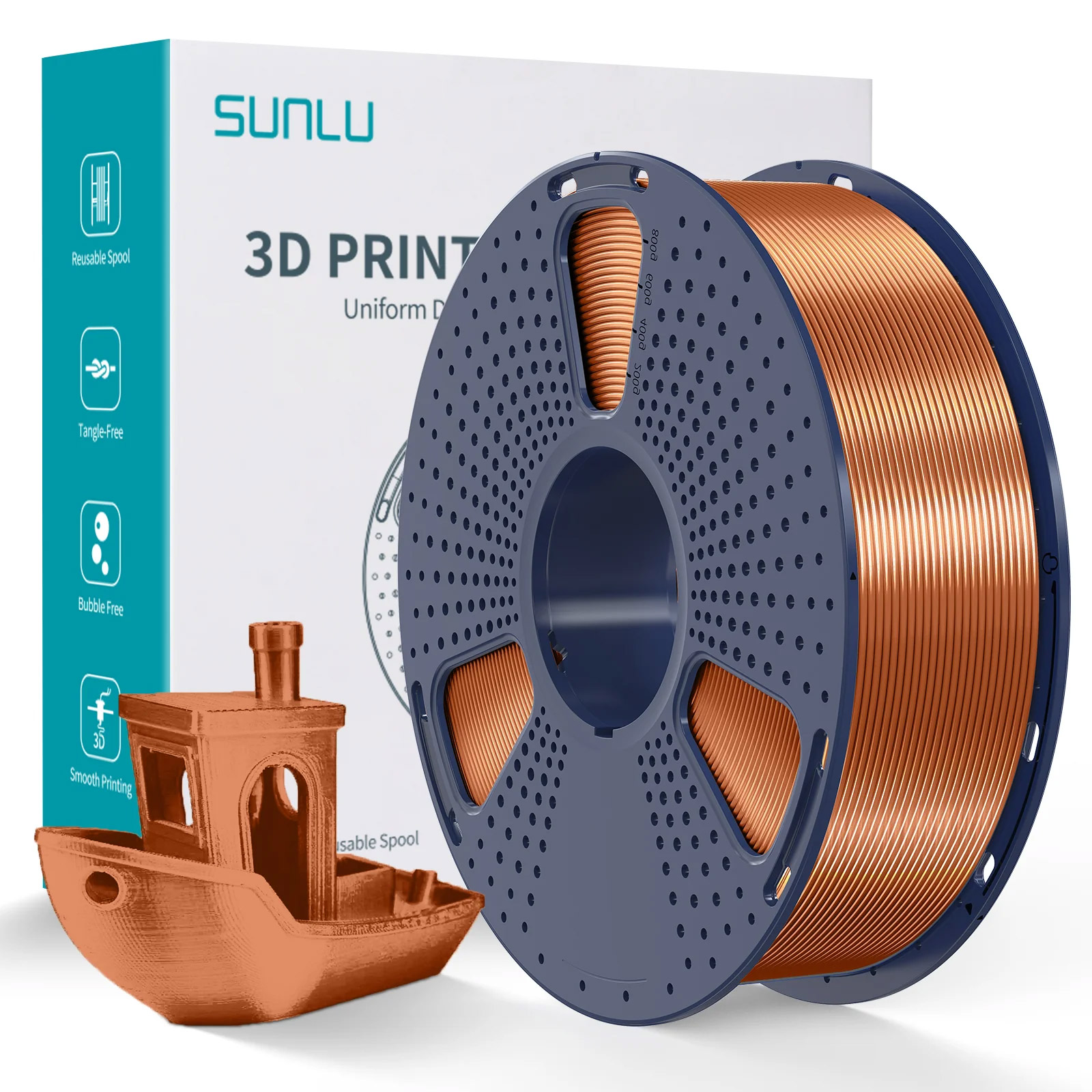 Filament Sunlu Silk PLA+ Red Copper 1,75 mm 1 kg