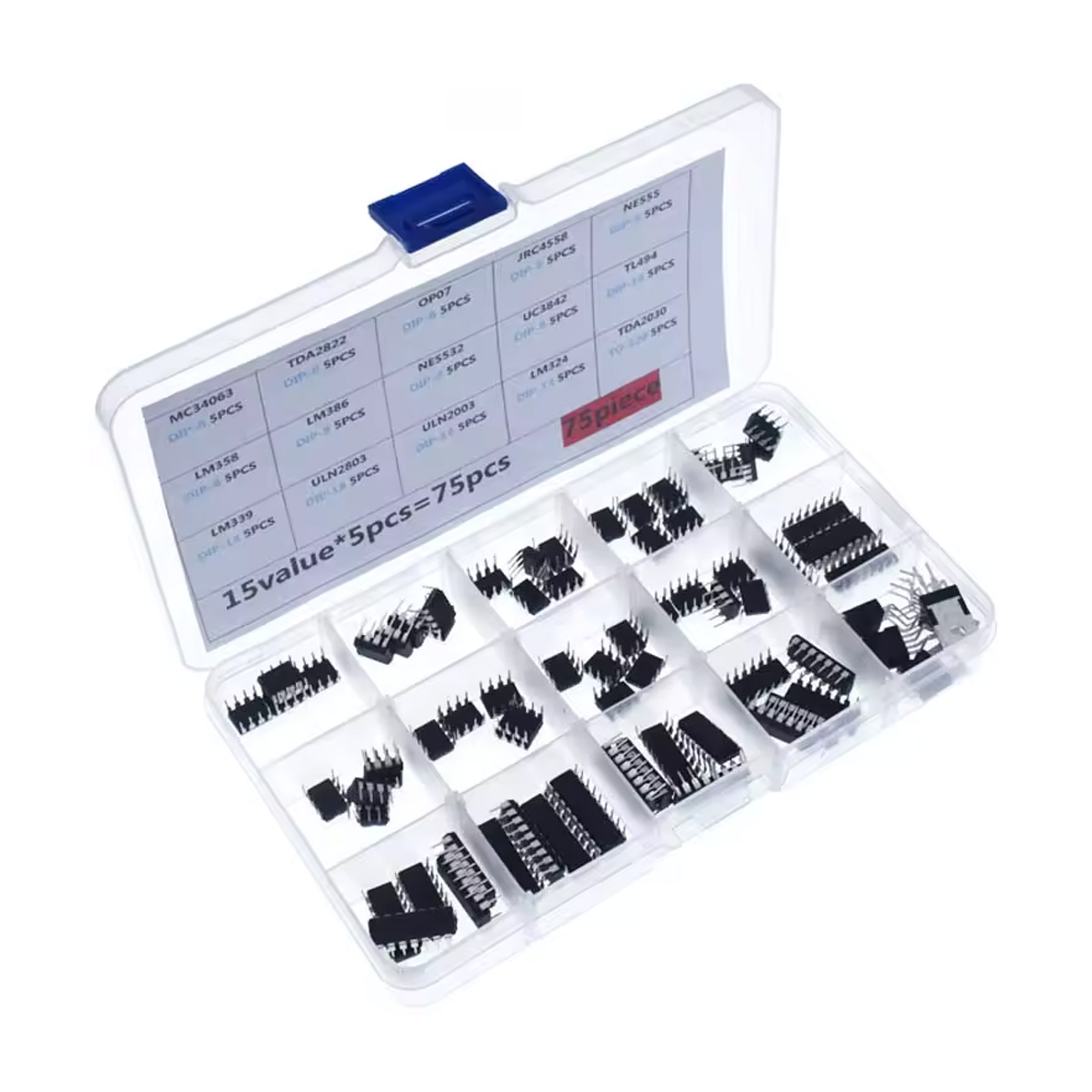 Kit DIY électronique assortiment de circuits intégrés DIP 75 pièces