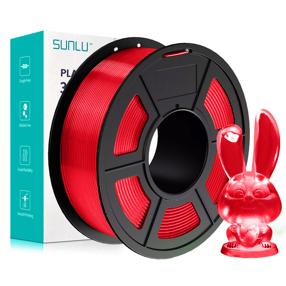 Filament PETG Sunlu Transparent Rouge 1,75 mm 1 kg
