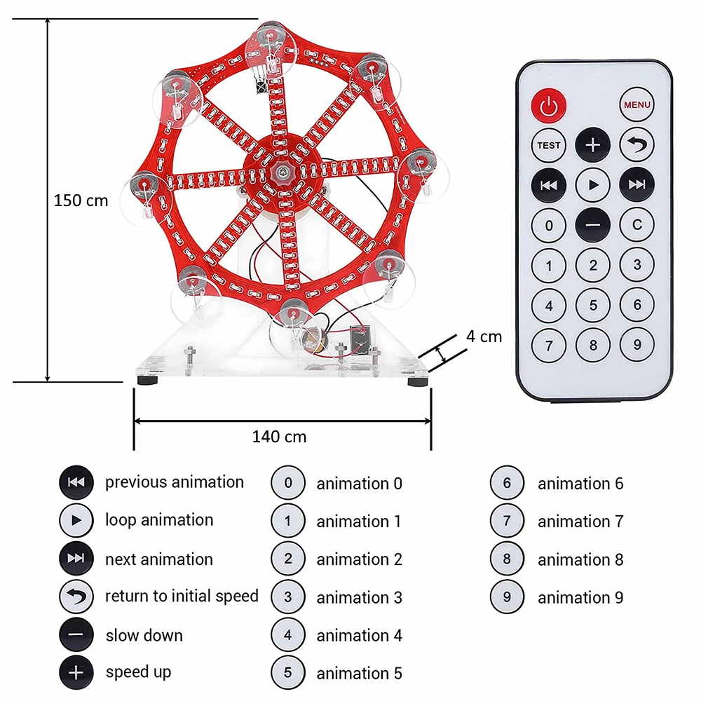 Kit de grande roue LED avec télécommande et animations – Image 5