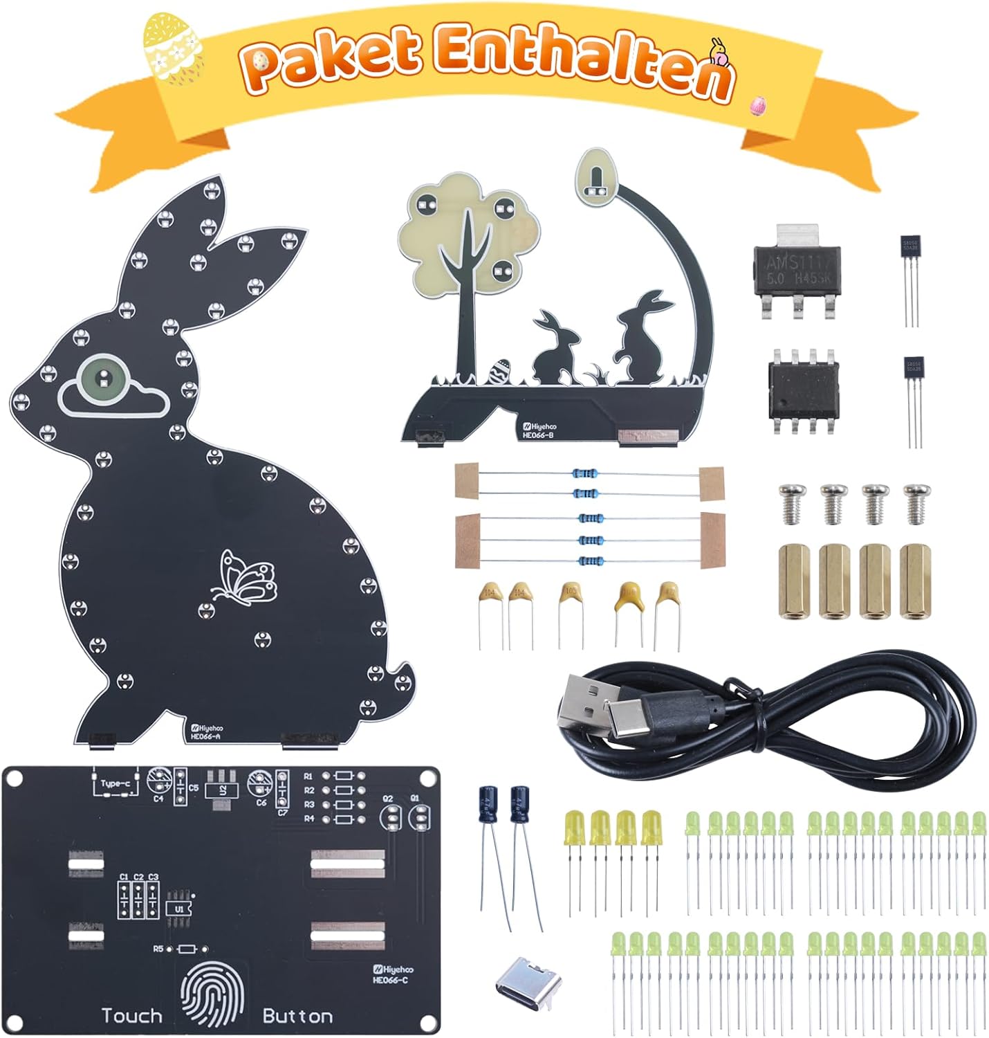 Kit lapin de Pâques veilleuse avec commande tactile à souder – Image 5