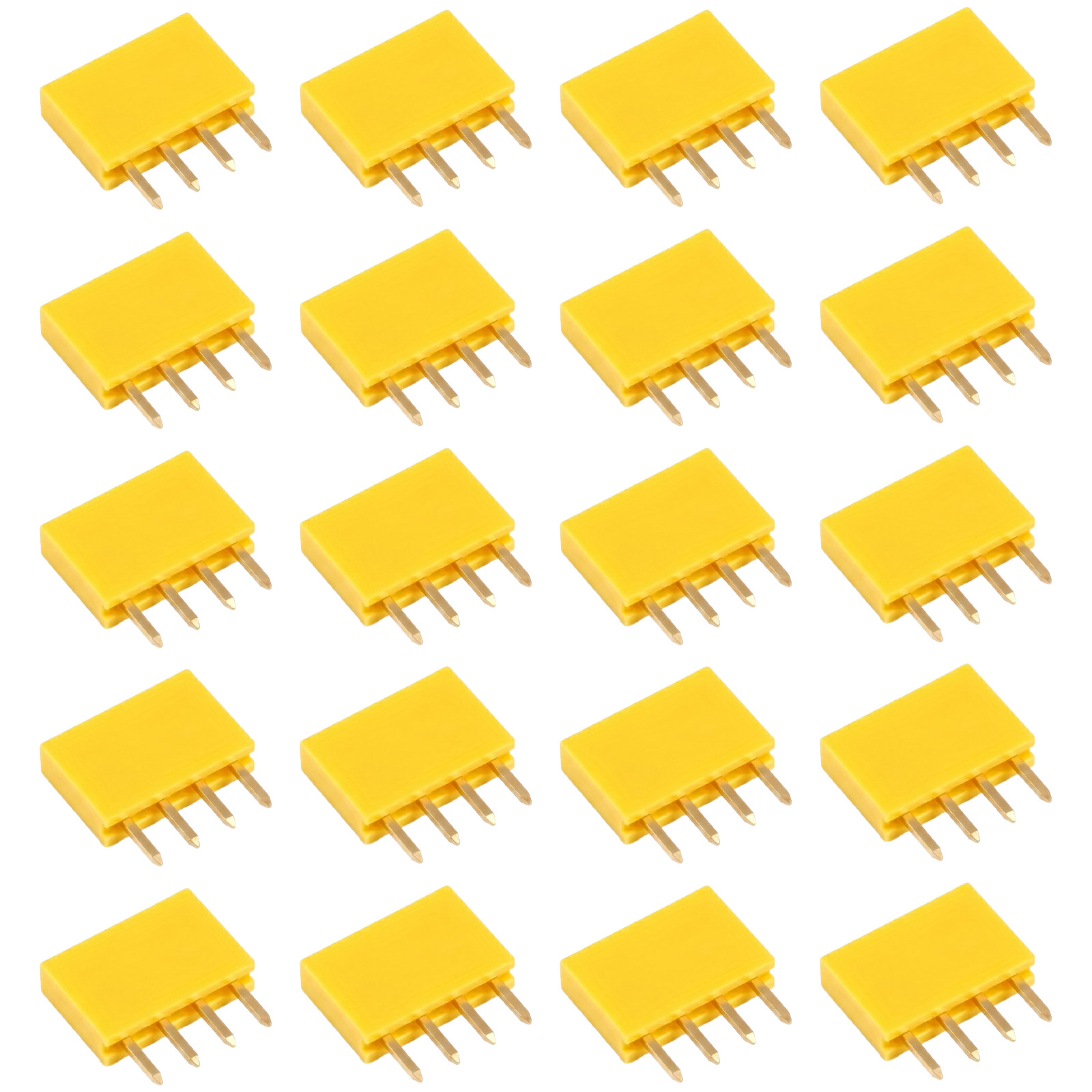 20x barrette femelle 4 broches 2,54 mm jaune
