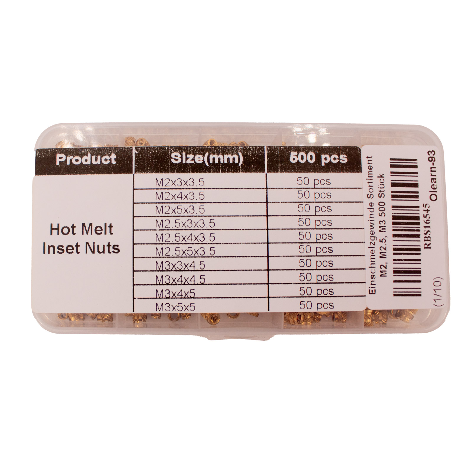 Kit d'écrous à sertir M2, M2.5, M3 500 pièces – Image 2