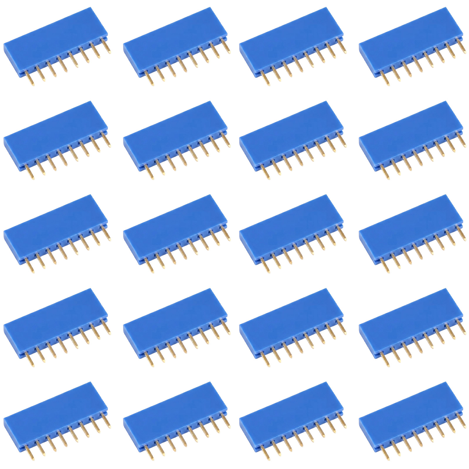 20x barrette femelle 8 broches 2,54 mm bleue