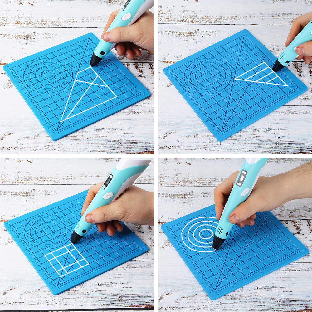 Stylo 3D tapis de base design avec formes géométriques 177x177mm bleu – Image 2