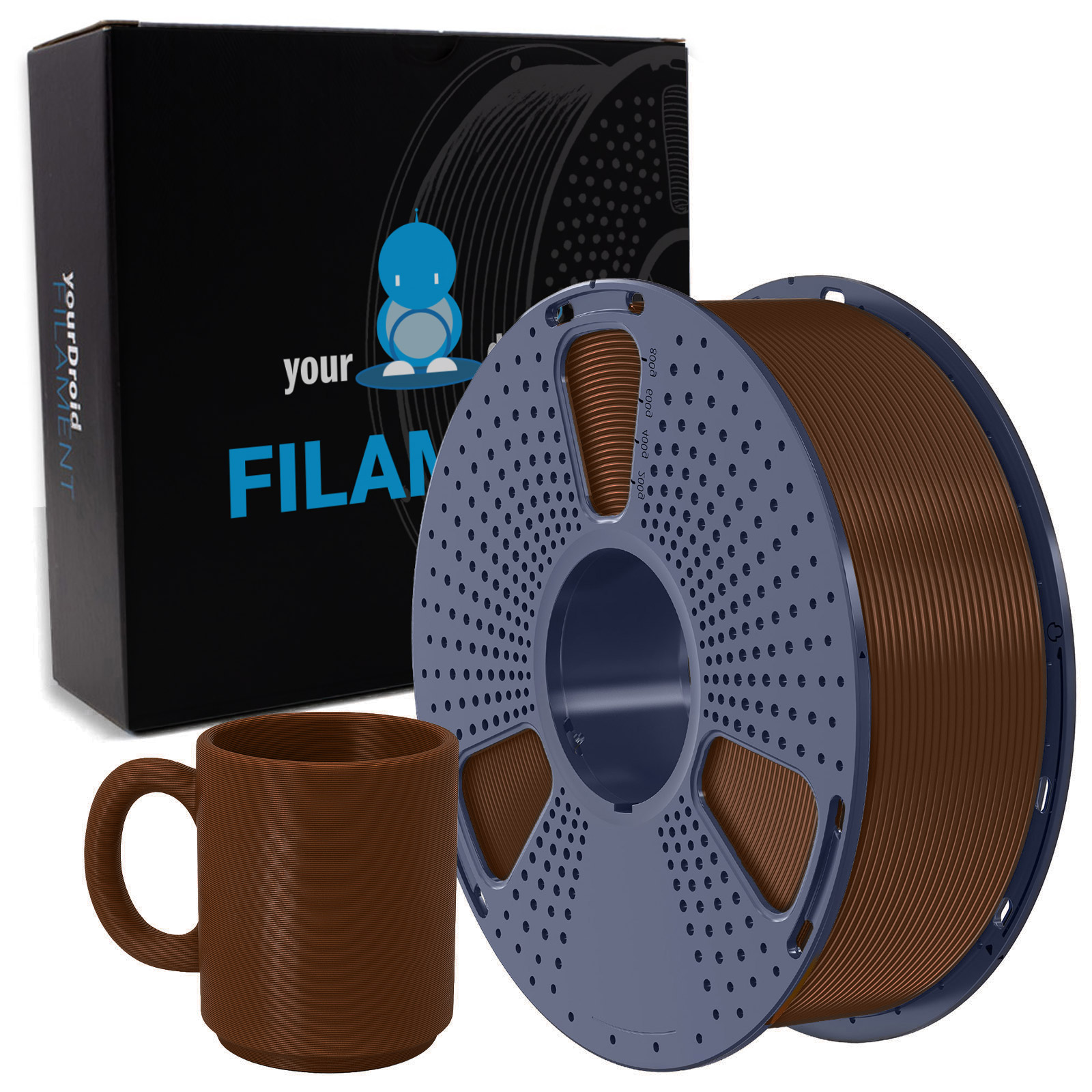Filament yourDroid PLA+ marron café 1,75 mm 1 kg