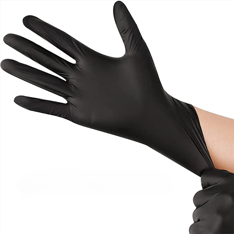 100 pièces Gants en nitrile noirs taille S gants jetables – Image 3