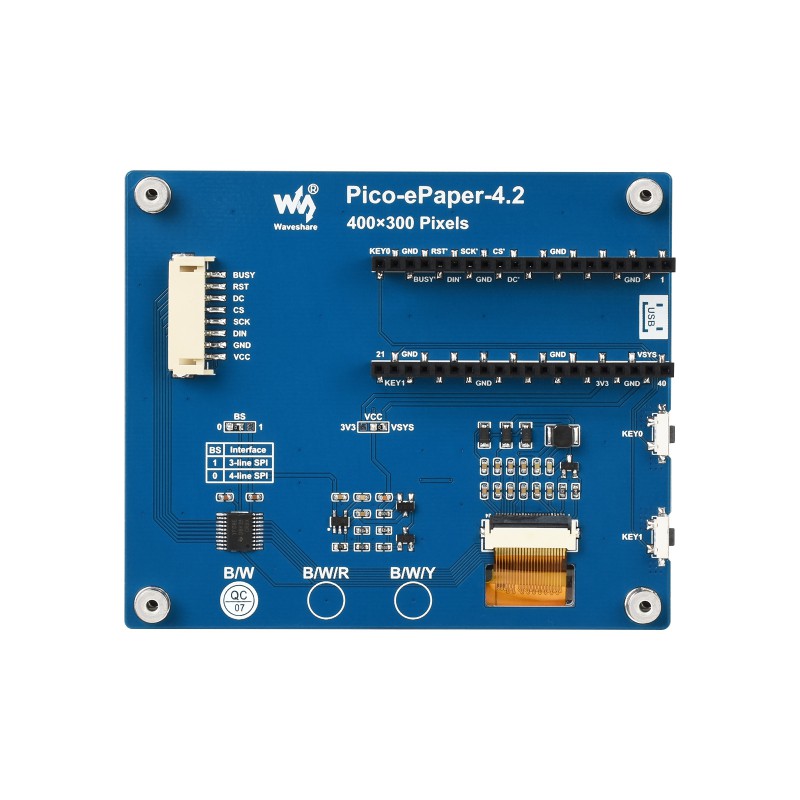 Module d'affichage E-Paper Waveshare 4,2" pour Raspberry Pi Pico, 400×300 – Image 4