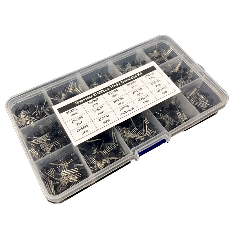 Kit de transistors TO-92 600 pièces 15 valeurs à 40 pièces
